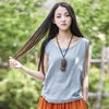 Women Tanks Sleeveless O-Neck 2022 Summer Shirt New 9 Color Solid Casual Cotton Linen Vintage Women Clothes Vest Top
