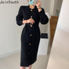 Joinyouth Chic Woman Dress Korean Knitted Robe Femme O-neck Bandage Slim Vestidos De Mujer Temperament Maxi Dresses with Belt