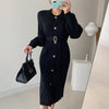 Joinyouth Chic Woman Dress Korean Knitted Robe Femme O-neck Bandage Slim Vestidos De Mujer Temperament Maxi Dresses with Belt