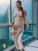 Joskaa Chic Printed Sleeveless O-Neck Stretchy Bodycon Dress Women Sexy Party Maxi Dress Summer 2022 Casual  Streetwear