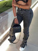 Joskaa Gray High Waist Slim Straight Leg Denim Pants Women Casual Ruched Split Zipper Button Jeans Fall 2022 Streetwear