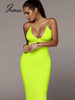 Joskaa Spaghetti Strap Deep V Neck Elegant Maxi Robes Sleeveless Bodycon Long Dresses High Waist Solid Skinny Festival Vestidos