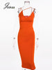 Joskaa Spaghetti Strap Deep V Neck Elegant Maxi Robes Sleeveless Bodycon Long Dresses High Waist Solid Skinny Festival Vestidos
