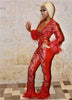 Sequins Feathers Mesh Bandage Jumpsuit And Rompers For Women Sexy Two Piece Deep V Neck Perspective Bodycon Bodysuit