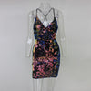 Sexy club strap backless mini dress women V neck sequin party dresses vestidos 2022 autumn skinny vintage short dress