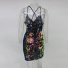 Sexy club strap backless mini dress women V neck sequin party dresses vestidos 2022 autumn skinny vintage short dress