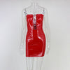 Shiny PU Faux Leather Dress Women 2022 Sexy Ruched Sleeveless Black Bodycon Tank Summer Dress Party Clubwear Vestidos