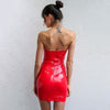 Shiny PU Faux Leather Dress Women 2022 Sexy Ruched Sleeveless Black Bodycon Tank Summer Dress Party Clubwear Vestidos