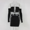 Suede lace up sexy short dress women Backless strap Long Sleeve dress off the shoulder bodycon elegant dress winter