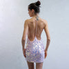 V Neck Elegant Autumn Mini Dress Solid Sequined Fashion Full Sexy Women Backless Vintage Dress Vestidos
