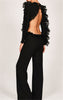 Women Ruffles Backless Overalls Autumn Ladies Sexy Casual Sexy Solid Color Jumpsuits Winter Long Sleeve Playsuits