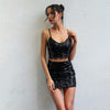 Women Sexy Bodycon Dress Summer Black Gold Mini Party Club Dresses Sling Backless Sequin Two Piece Set Dress Vestidos