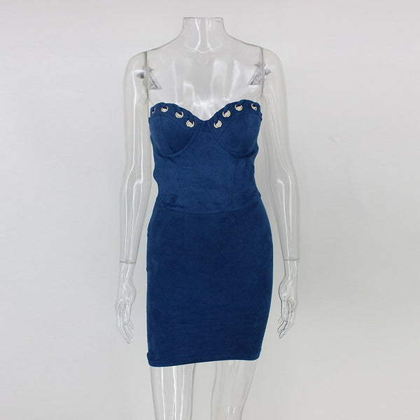 Womens Sexy dress suede autumn winter bodycon dresses Fashion solid Party Club Slim Pencil Dress