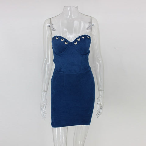 Womens Sexy dress suede autumn winter bodycon dresses Fashion solid Party Club Slim Pencil Dress