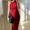Julye Elegant Off-shoulder Ladies Party Dress 2022 Summer Women Sleeveless Sling Dress Sexy Split Bodycon Long Vestidos