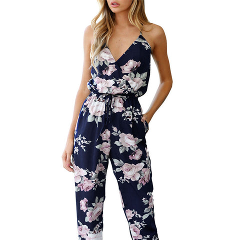 Jumpsuit 2022 Women Jumpsuit Sleeveless V-Neck Floral Printed Playsuit Party Trousers Playsuit Jumpsuit Overalls feminino July 3