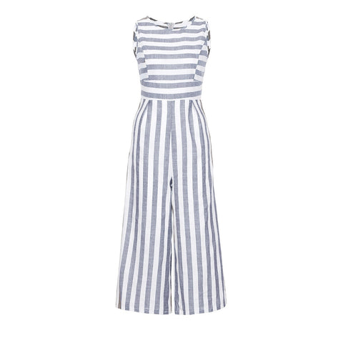 Jumpsuit Summer Women Sleeveless Striped Jumpsuit Casual Clubwear Wide Leg Elegant Pants Outfit  Jumpsuit combinai F#J06