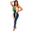 Jumpsuits for Women 2022 Sexy Contrast Deep V Neck Jumpsuit Striped Multi Strappy Backless High Waist Romper Club Party Overalls