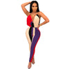Jumpsuits for Women 2022 Sexy Contrast Deep V Neck Jumpsuit Striped Multi Strappy Backless High Waist Romper Club Party Overalls