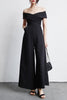 JuneLove 2022 spring women casual full length solid chiffon jumpsuits off shoulder elegant loose playsuits wide leg romper