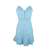 JuneLove 2022 spring women sexy lace hollow out mini a line dress spaghetti strap dress ruffles high waist V neck slim dress