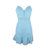 JuneLove 2022 spring women sexy lace hollow out mini a line dress spaghetti strap dress ruffles high waist V neck slim dress