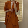 JuneLove Blazers Sets Women Summer Thin Loose Pockets Outwear+High Waist Skirts 2 Pieces Sets Office Lady Korean Suits