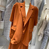JuneLove Blazers Sets Women Summer Thin Loose Pockets Outwear+High Waist Skirts 2 Pieces Sets Office Lady Korean Suits