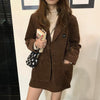 JuneLove Women Sets Corduroy Simple Loose Blazer+ Female High Waist Mini Skirts Suits Ins Chic Elegant Retro Casual Soft