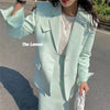 JuneRain 2022 Spring Suits Single Breasted Blazer+Midi Skirts 2 Pieces Sets Women Suits Office Lady Skirt Suits Korean Fashion