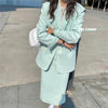 JuneRain 2022 Spring Suits Single Breasted Blazer+Midi Skirts 2 Pieces Sets Women Suits Office Lady Skirt Suits Korean Fashion