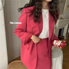 JuneRain 2022 Spring Suits Single Breasted Blazer+Midi Skirts 2 Pieces Sets Women Suits Office Lady Skirt Suits Korean Fashion