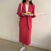 JuneRain 2022 Spring Suits Single Breasted Blazer+Midi Skirts 2 Pieces Sets Women Suits Office Lady Skirt Suits Korean Fashion