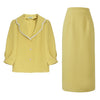 JuneRain French Style Vintage 2 Piece Sets Vintage Women Suit Pearl Notched Sashes Blazer+ Skirt Elegant Office Lady Chic Suits