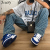 JusaHy Y2K Vintage Plaid Hollow Out Hip Hop Baggy Pants Women's Demin Jeans Club 2022 High Waist Loose Street Style Pants Mujer
