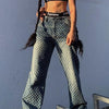 JusaHy Y2K Vintage Plaid Hollow Out Hip Hop Baggy Pants Women's Demin Jeans Club 2022 High Waist Loose Street Style Pants Mujer