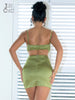 Justchicc Patchwork Ruched Solid Date Mini Dress For Women Lace Up Hollow Out Bodycon Dresses Backless V Neck Sexy Party Vestido