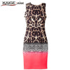 KAIGE NINA Women Sexy Leopard Dress Casual Off the shoulder Fashion Dress Mini Sleeveless Sheath Plus Size Dress Vestido 2288