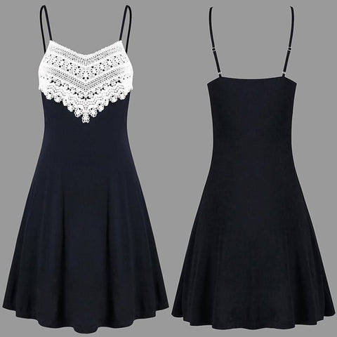 dress new high quality girls Fashion Music Note Print Sleeveless High Low Lace Insert Tank dress women AP24