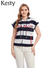 KESTY Women's Plus Size Hooded Jacket Spring Cotton Short Sleeve Top with Zip with Sequins
