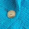 KEYANKETIAN ZA 2023 Textured Blue Blazer Ladies Tweed Jacket Ladies Spring Long Sleeve Jacket Elegant Ladies Blazer