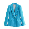 KEYANKETIAN ZA 2023 Textured Blue Blazer Ladies Tweed Jacket Ladies Spring Long Sleeve Jacket Elegant Ladies Blazer