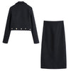 KEYANKETIAN ZA Cropped top autumn gorgeous button tweed wool jacket office lady blazer coat split long skirt lady elegant suit