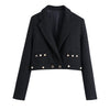 KEYANKETIAN ZA Cropped top autumn gorgeous button tweed wool jacket office lady blazer coat split long skirt lady elegant suit