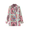 KEYANKETIAN ZA female geometric print double-breasted blazer retro jacket long-sleeved jacket chic female dress femme
