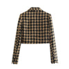 KEYANKETIAN ZA Plaid Blazer Ladies Cropped Tweed Jacket Ladies Fall Texture Ladies Blazer Set Long Sleeve Button Down Jacket