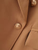 KEYANKETIAN ZA Women's blazer camel-colored metal buttons double-breasted pocket dress jacket office lady blazer top