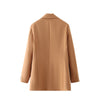 KEYANKETIAN ZA Women's blazer camel-colored metal buttons double-breasted pocket dress jacket office lady blazer top