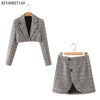 KEYANKETIAN Za Short suit jacket, skirt suit, elegant jacket houndstooth suit jacket, female office outfit, mini skirt suit