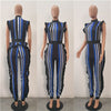 Rompers Womens Jumpsuit 2022 Sexy Ladies Casual Long pants Overalls Women Skinny striped sleeveless ruffles Jumpsuits